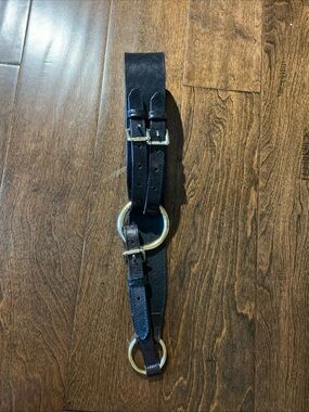 Vintage Lauren Ralph Lauren Black Leather Harness Double Buckle Belt SZ large
